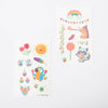 Namaki's Rainbow tattoos butterfly, sun, rainbow and parrot with maracas